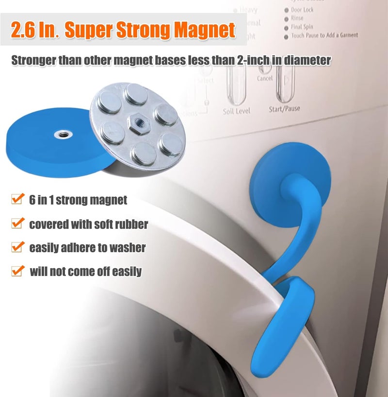 eHuangTools Front Load Washer Door Prop - Magnetic Washing Machine Door Stopper with 2.6-Inch Magnet Base, Removable Washer Door Holder Keep Washer Door Open to Prevent Odors (Blue) - Image 3