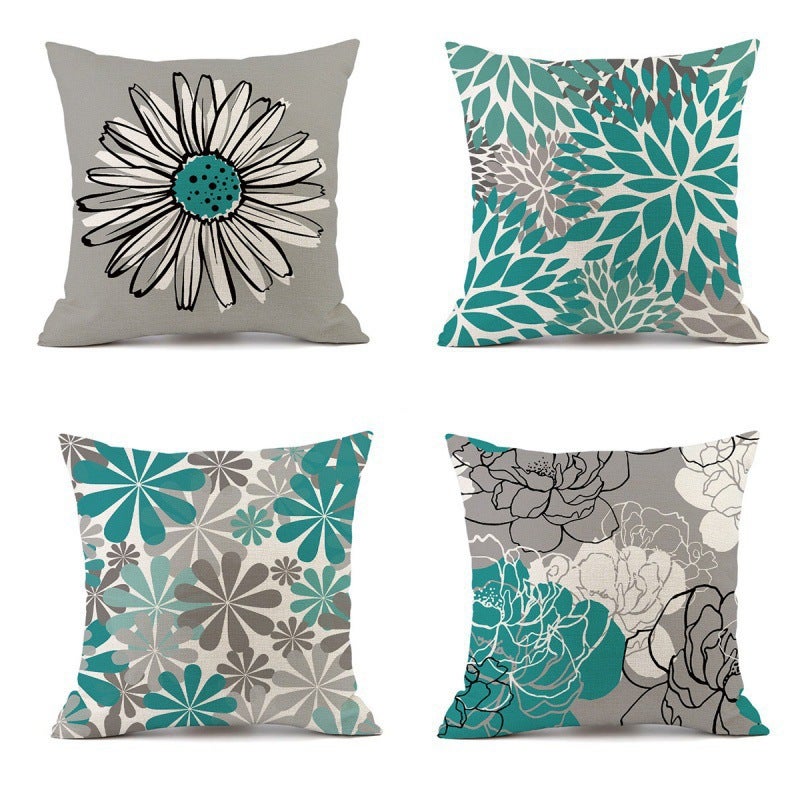 Simple Geometric Floral Linen Pillow Cover Pillow Small Daisy Decorative Sofa Cushion Cover - Image 5