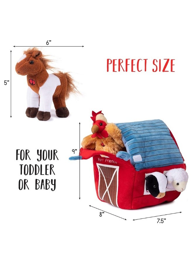 Plush Creations Plush Creations Talking Plush Farm Animals for Toddlers with A Plush Barn House Carrier Animal Farm Set Includes 4 Soft Cuddly Plush Stuffed Animals A Plush Cow Plush Horse Plush Lamb Plush Rooster  - Image 1