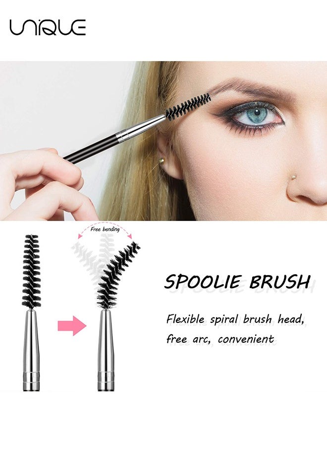 Unique - 5 Pcs Duo Eye brow Brush, Spoolie Brush and Angled Brow Brush, Multi-functional Mini Eyelash Brush for Tinting Angled Eyebrow, Suitable for Cream Gel - Image 1