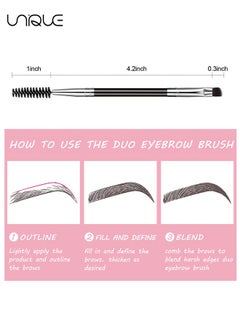 Unique 5 Pcs Duo Eye brow Brush, Spoolie Brush and Angled Brow Brush, Multi-functional Mini Eyelash Brush for Tinting Angled Eyebrow, Suitable for Cream Gel  - Image 5