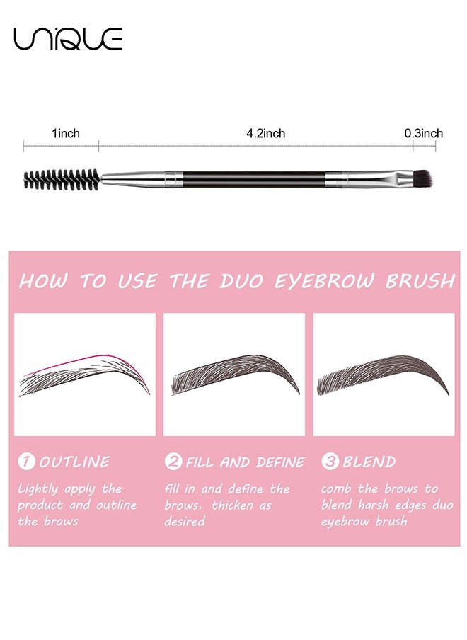Unique - 5 Pcs Duo Eye brow Brush, Spoolie Brush and Angled Brow Brush, Multi-functional Mini Eyelash Brush for Tinting Angled Eyebrow, Suitable for Cream Gel - Image 1