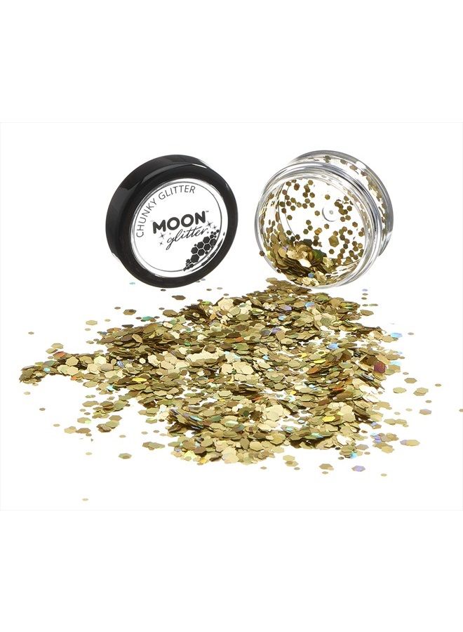 Moon Glitter Holographic Chunky Glitter by Moon Glitter – 100% Cosmetic Glitter for Face, Body, Nails, Hair and Lips - 0.10oz - Gold - Image 2