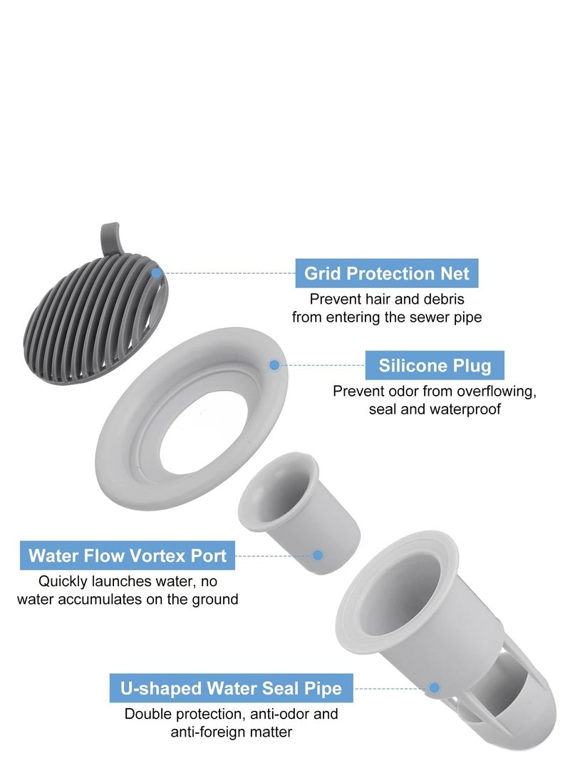 Shower floor drain backflow preventer, valve sewer deodorant wick inserted drain plug, suitable for kitchen bathroom balcony, grey 2 pcs  - Image 3