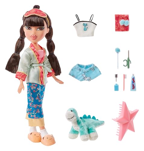 Bratz Slumber Party Jade Fashion Doll with 2 Sets of Pajamas, Plush, and Accessories - Image 2