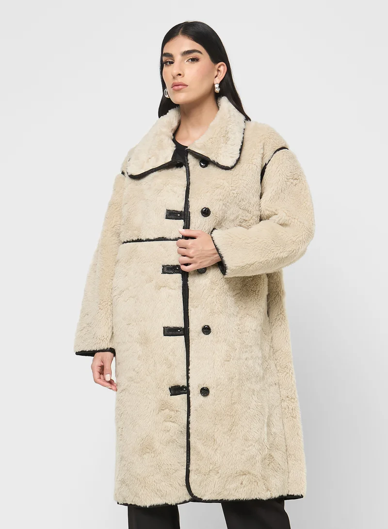 ايلا Longline Faux Fur Jacket
