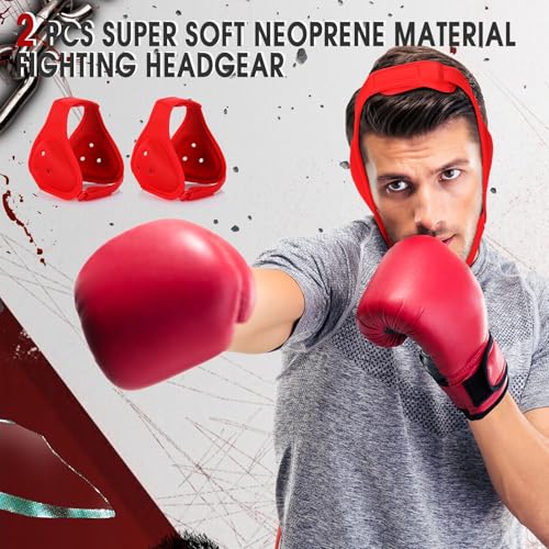 Jerify 2 Pcs Wrestling Headgear for Kids Youth Soft Grappling Headgear Wrestling Adjustable Ear Guard ProtectiveRed - Image 3