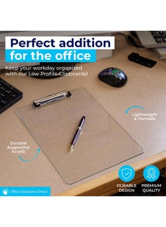 Office Solutions Direct Plastic Clipboards (Set Of 6) Transparent Clipboard (Clear) Strong 12.5 X 9 Inch | Holds 100 Sheets! Acrylic Clipboards With Low Profile Clip | Bulk Back To School Supplies For Teachers  - Image 3