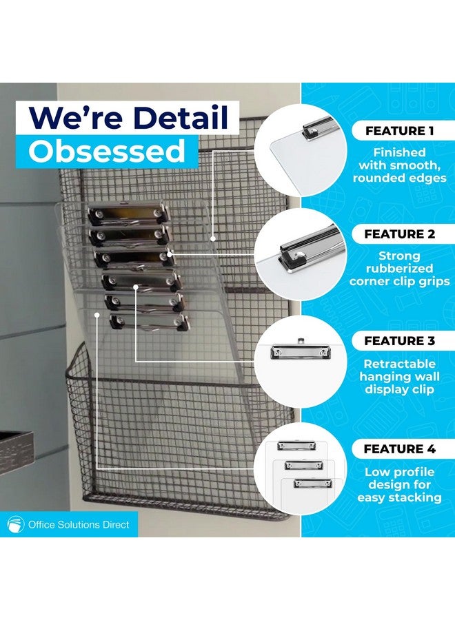 Office Solutions Direct Plastic Clipboards (Set Of 6) Transparent Clipboard (Clear) Strong 12.5 X 9 Inch | Holds 100 Sheets! Acrylic Clipboards With Low Profile Clip | Bulk Back To School Supplies For Teachers - Image 4