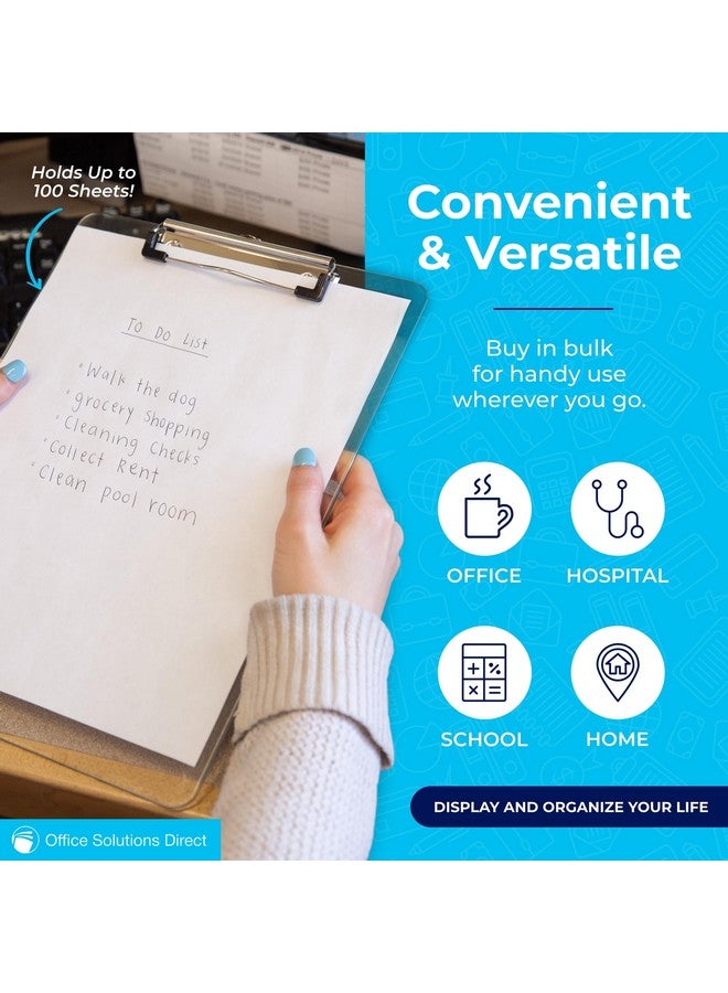 Office Solutions Direct Plastic Clipboards (Set Of 6) Transparent Clipboard (Clear) Strong 12.5 X 9 Inch | Holds 100 Sheets! Acrylic Clipboards With Low Profile Clip | Bulk Back To School Supplies For Teachers - Image 5