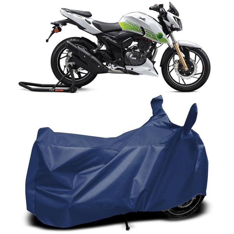 MADAFIYA Waterproof Two Wheeler Cover for TVS Apache RTR 200 Fi E100 Bike All Season Protection Bike Cover for Rain & Sun (Navy) - Image 1