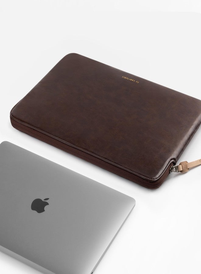 Comfyable Leather Laptop Sleeve Compatible with 16 Inch MacBook Pro M4 2024 & 15 Inch MacBook Air M4 M3 M2 2025, Briarwood - Image 5