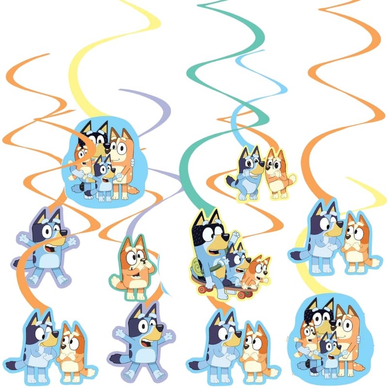 Amscan Stunning Bluey Spiral Decorations (Pack of 12) - Multicolor Cardstock Hanging Decor - Perfect for Parties, Events & Occasions - Image 1