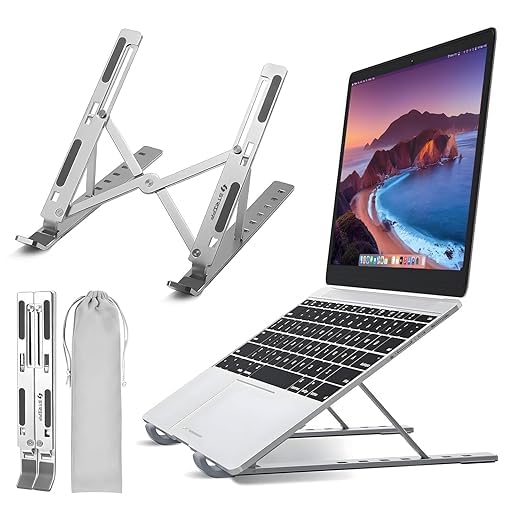 Chaher Angles Adjustable Aluminum Ergonomic Foldable Portable Tabletop Laptop Desktop Riser Stand Holder Compatible for All Other Notebook - Image 1