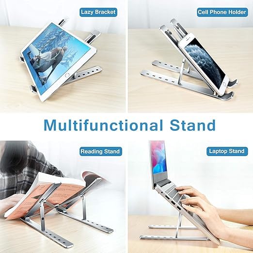 Chaher Angles Adjustable Aluminum Ergonomic Foldable Portable Tabletop Laptop Desktop Riser Stand Holder Compatible for All Other Notebook - Image 2
