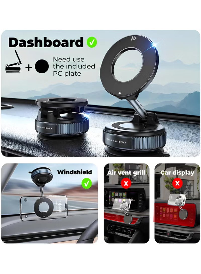 Magnetic Phone 360° Holder for Car Strong Suction Mag Safe & For All Smartphones Magnetic Ring Included - Image 3
