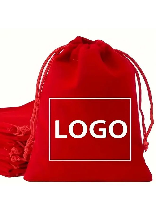 Custom Logo Fleece Gift Bag Jewelry Storage Drawstring Pouch Black 3 94x5 91 Inch - Image 2
