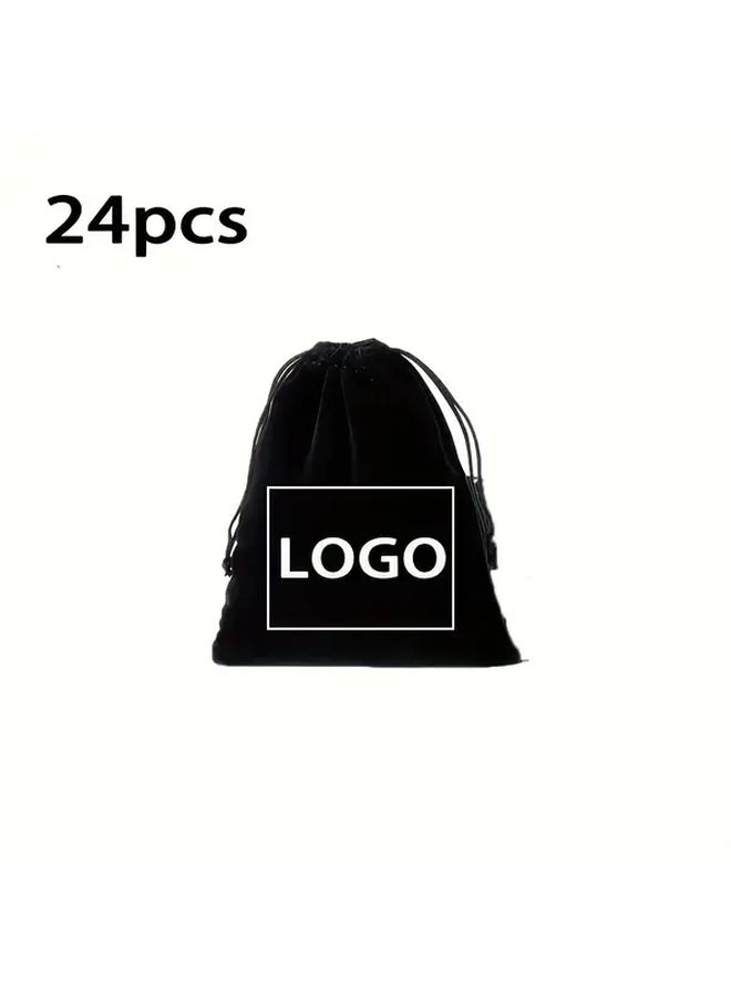 Custom Logo Fleece Gift Bag Jewelry Storage Drawstring Pouch Black 3 94x5 91 Inch - Image 5