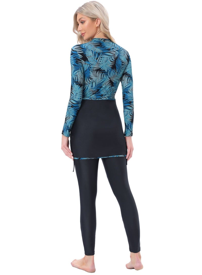Loquat Long Sleeve Zippered Muslim Swimwear  - Image 3