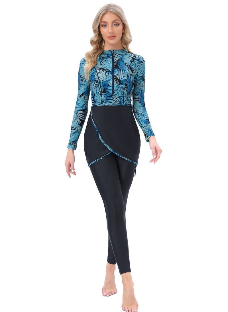 Loquat Long Sleeve Zippered Muslim Swimwear  - Image 2
