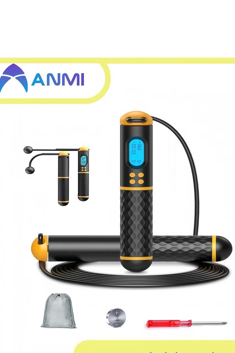 Anmi Smart Skipping Rope , Weight/Lap/Time/Calorie Record, Cordless for Adult Kid Fitness Exercise Training