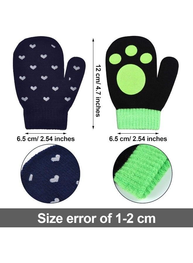 Satinior SATINIOR 12 Pairs Toddler Magic Stretch Mittens Winter Unisex Baby Kids Knitted Gloves Mittens for Christmas Giving  - Image 2