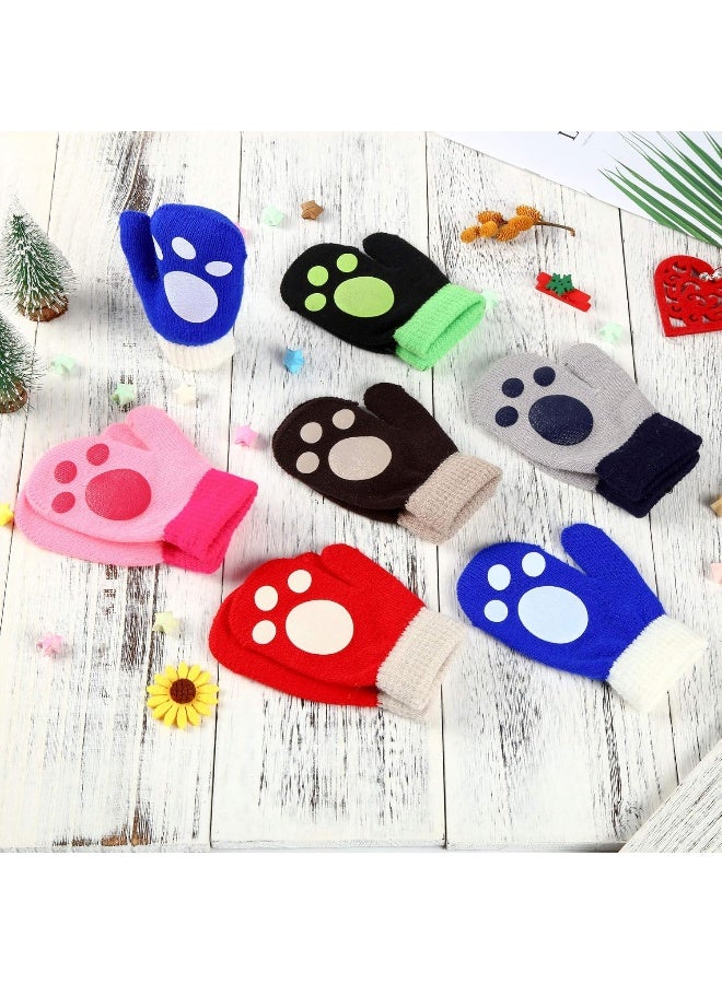 Satinior SATINIOR 12 Pairs Toddler Magic Stretch Mittens Winter Unisex Baby Kids Knitted Gloves Mittens for Christmas Giving  - Image 4