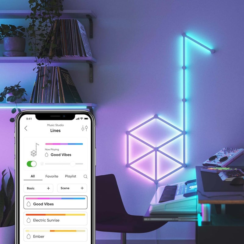 Nanoleaf LINES Starter Kit Modular Backlit Illumination, Smart WiFi LED System w/Music Visualizer, Instant Wall Decoration, Home or Office Use, 16M+ Colors, Low Energy Consumption 15 pack, White - Image 2