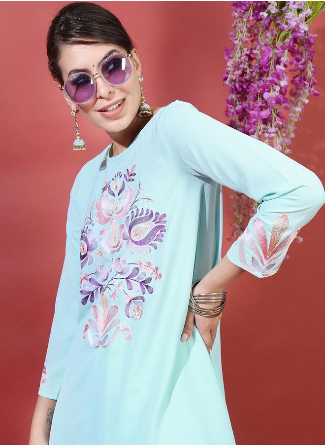 Vishudh Women Printed High-Low Kurta with Dhoti Pants by Styli  - Image 2