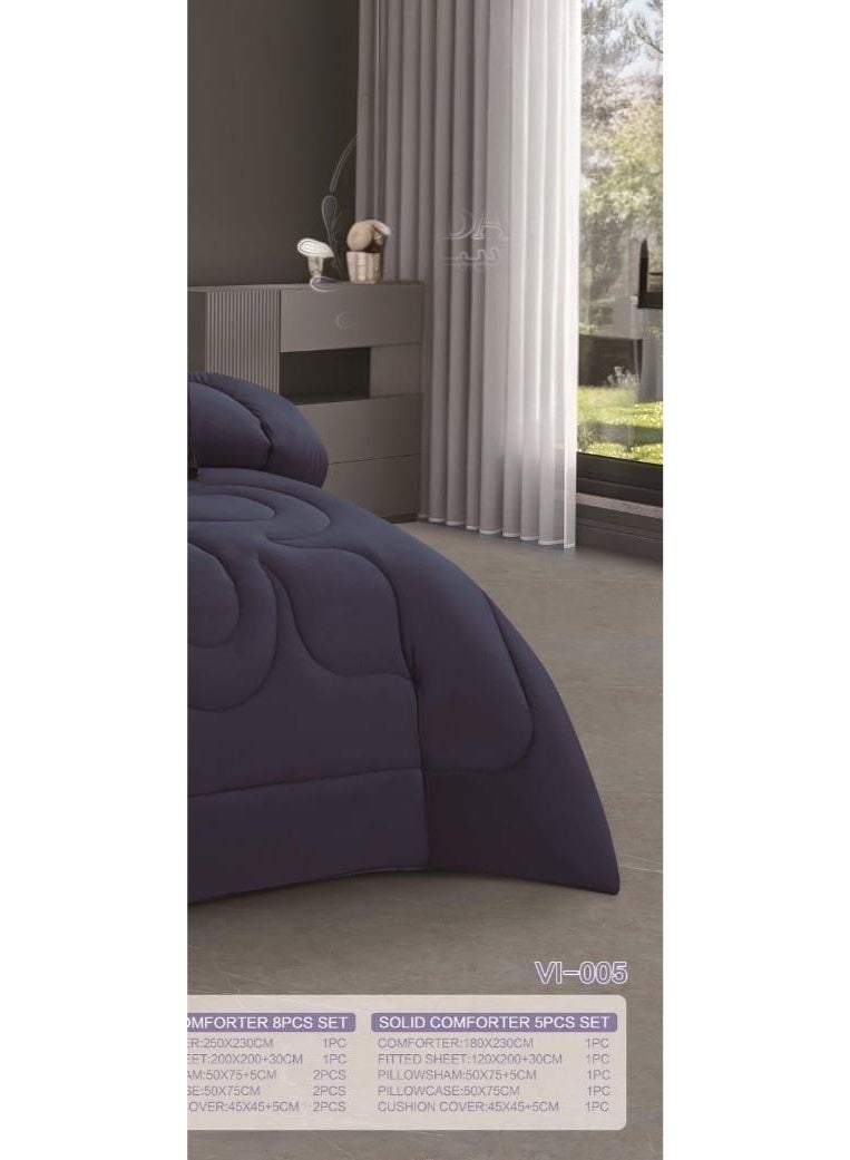 مون طقم لحاف مفرش سرير نفرين ملكي ومريح وناعم 8 قطع وجهين من المايكروفايبر مقاس 230*250 سم - Image 4