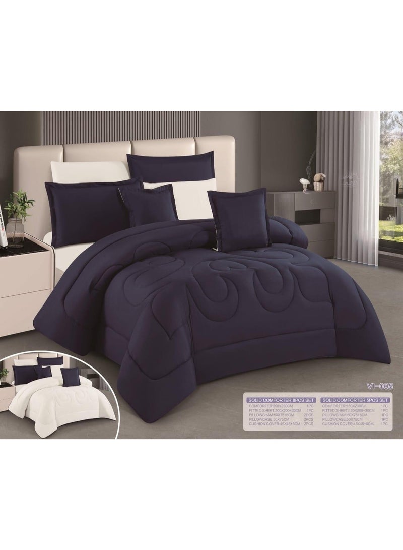 مون طقم لحاف مفرش سرير نفرين ملكي ومريح وناعم 8 قطع وجهين من المايكروفايبر مقاس 230*250 سم - Image 1