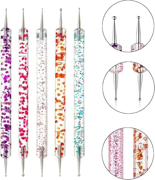 Levin THE NEXT LEVEL IN OFFICE STATIONERY Levin 5pcs Nail Dotting Pen Nail Art Pens Nail Polish Manicure Puncture Set Creative Nail Dotting Pen Puncture Tool Set for Nail Art RhinestonePoint Work - Image 4