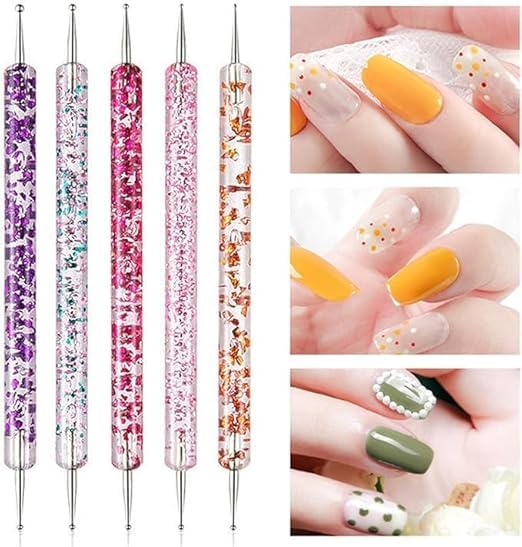 Levin THE NEXT LEVEL IN OFFICE STATIONERY Levin 5pcs Nail Dotting Pen Nail Art Pens Nail Polish Manicure Puncture Set Creative Nail Dotting Pen Puncture Tool Set for Nail Art RhinestonePoint Work - Image 5