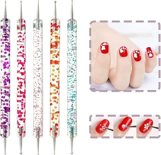 Levin THE NEXT LEVEL IN OFFICE STATIONERY Levin 5pcs Nail Dotting Pen Nail Art Pens Nail Polish Manicure Puncture Set Creative Nail Dotting Pen Puncture Tool Set for Nail Art RhinestonePoint Work - Image 1