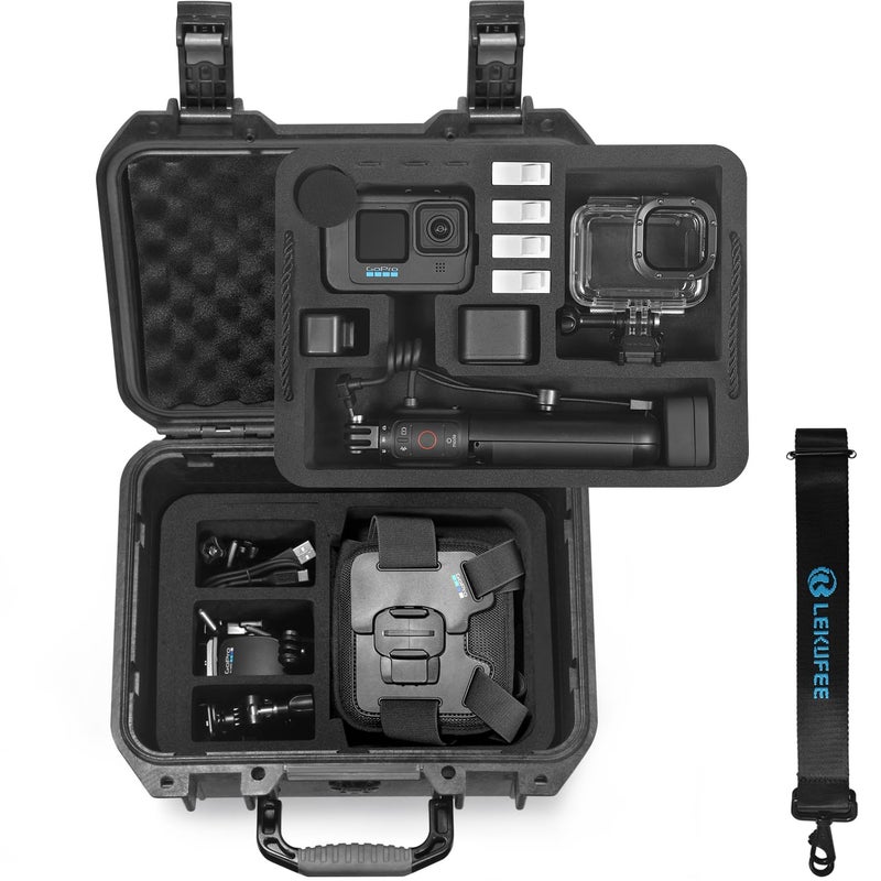 Lekufee Lekufee Waterproof Hard Case Compatible with Gopro Hero 13/Gopro Hero 12/11/10/9/8/Gopro Volta/Media Mod/Creator Edition/Waterproof Action Camera and Accessories(Case Only)(Includes Shoulder Strap)  - Image 1