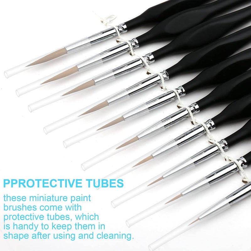 PSISO 10 PCS Miniature Paint Brushes Kit, Fine Detail Painting Brush Micro Professional Tiny Paints Brush Set for Watercolor, Oil, Face, Acrylic, Nail, Line Drawing, Scale Model Painting - Image 3