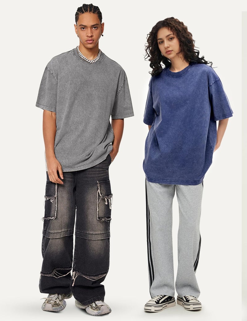Yimoon 3 Pack Oversized Tshirts for Women Washed Vintage Baggy Boyfriend Tees Short Sleeve Unisex Cotton Tops(Blackgreyblue-XL) - Image 5