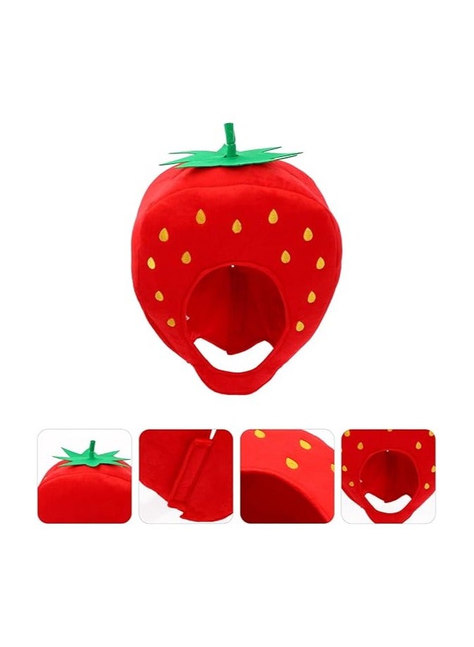 general Strawberry Hat Funny Fruit Headwear, Strawberry Cosplay Hat Funny Fruit Hat Carnival Headgear Carnival Cosplay Dress Up Supply Party Supplies - Image 1