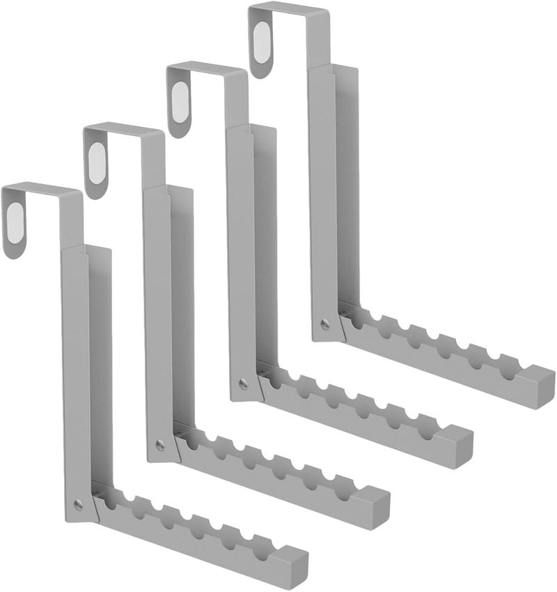 BAKON Over The Door Hanger Folding Clothes Drying Rack, Folding Hanging Coat Rack for Indoor Laundry Room Compact Small Space Foldable Portable Clothing Hanger Hook Collapsible-4 Pack (Gray) - Image 1