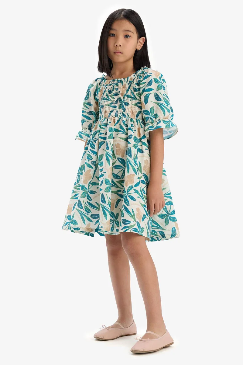 ديفاكتو Girl Patterned Cotton Short Sleeve Dress