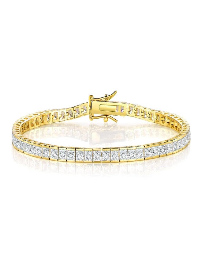 Gemsme 2.5 * 2.5mm Square Tennis Bracelet, 2.5mm Thin 18K White/Yellow Gold Plated Square Cubic Zirconia Tennis Bracelet for Women (7.5, Yellow Gold Plated) - Image 1