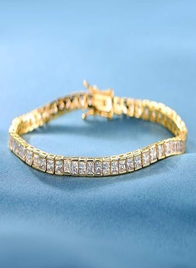 Gemsme 2.5 * 2.5mm Square Tennis Bracelet, 2.5mm Thin 18K White/Yellow Gold Plated Square Cubic Zirconia Tennis Bracelet for Women (7.5, Yellow Gold Plated) - Image 4
