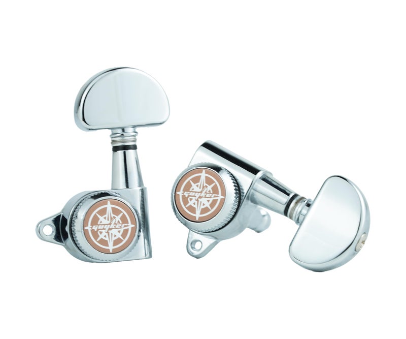 Guyker 6Pcs Guitar Locking Tuners (3L + 3R Handed) â€“ 1:21 Lock String Tuning Key Pegs Machine Heads with Half-Circle Handle Replacement for LP SG Style Electric, Folk or Acoustic Guitars â€“ Chrome - Image 3