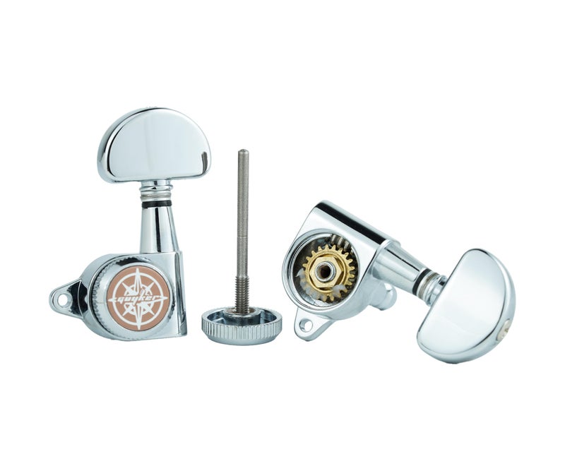 Guyker 6Pcs Guitar Locking Tuners (3L + 3R Handed) â€“ 1:21 Lock String Tuning Key Pegs Machine Heads with Half-Circle Handle Replacement for LP SG Style Electric, Folk or Acoustic Guitars â€“ Chrome - Image 4