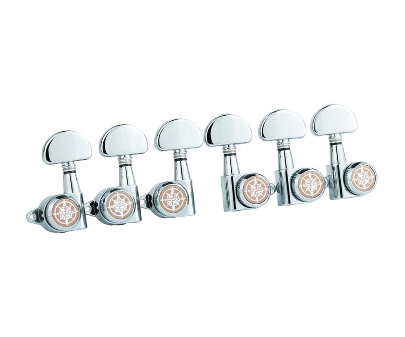 Guyker 6Pcs Guitar Locking Tuners (3L + 3R Handed) â€“ 1:21 Lock String Tuning Key Pegs Machine Heads with Half-Circle Handle Replacement for LP SG Style Electric, Folk or Acoustic Guitars â€“ Chrome - Image 2