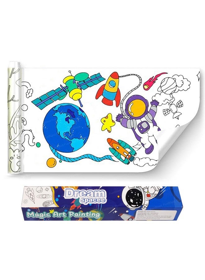 فنبلاست لفافة رسم للأطفال من فن بلاست، لفافة ورق تلوين للأطفال، 30 × 300 سم، لفافة ورق رسم يدوية، لفافة فنية لاصقة للأطفال، ألعاب تعليمية مبكرة للأطفال (بموضوع الفضاء) - Image 1