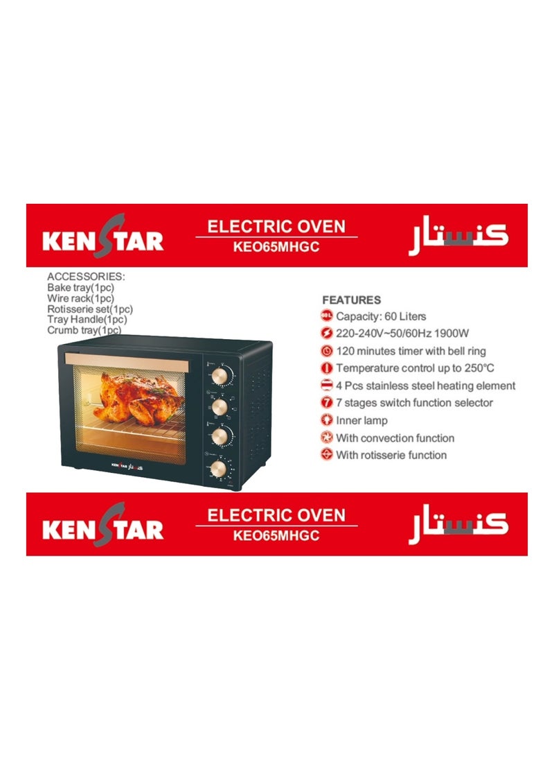 KENSTAR - Electric Oven 60L with Convection and Rotisserie Function| Temperature Control Upto 250c and 120min Timer with Bell Ring 1900W - Image 1