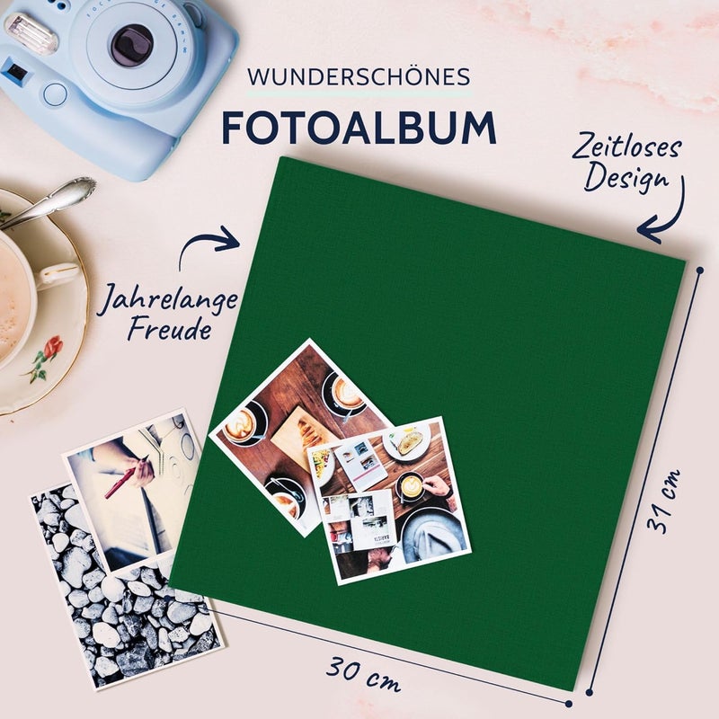 Goldbuch 31806 Summertime Trend Photo Album, 30 x 31 cm, Photo Book with 100 White Pages & Glassine Dividers, Linen Photo Album, Memory Album, Dark Green - Image 2