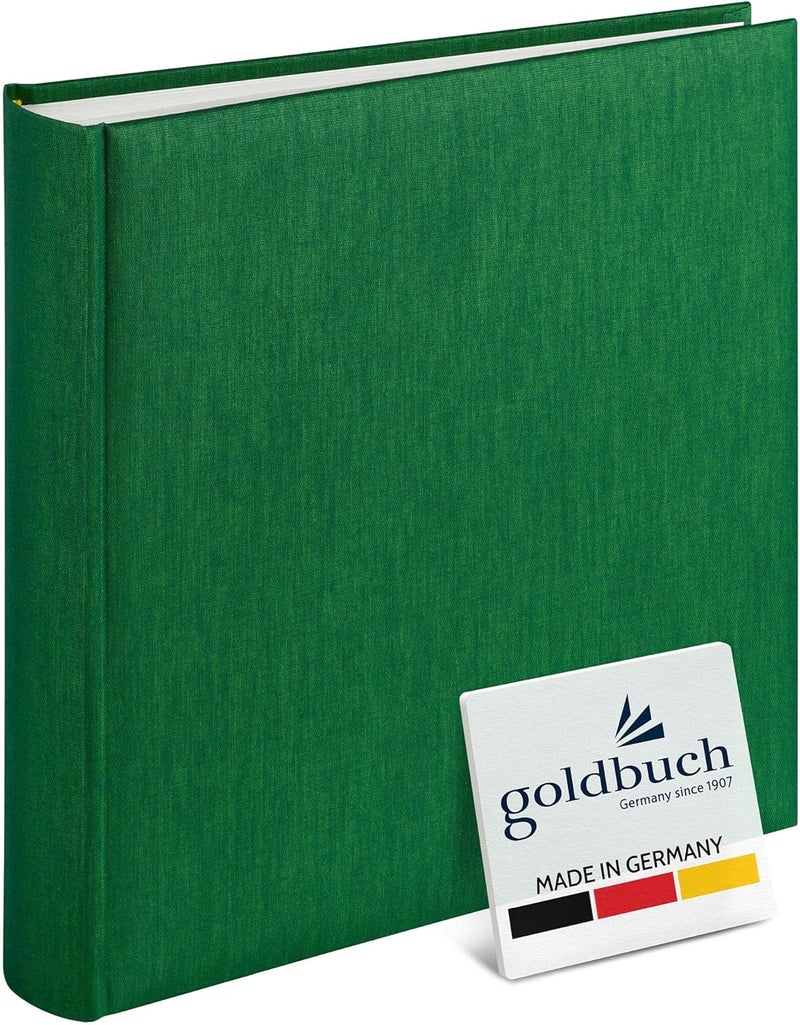 Goldbuch 31806 Summertime Trend Photo Album, 30 x 31 cm, Photo Book with 100 White Pages & Glassine Dividers, Linen Photo Album, Memory Album, Dark Green - Image 1