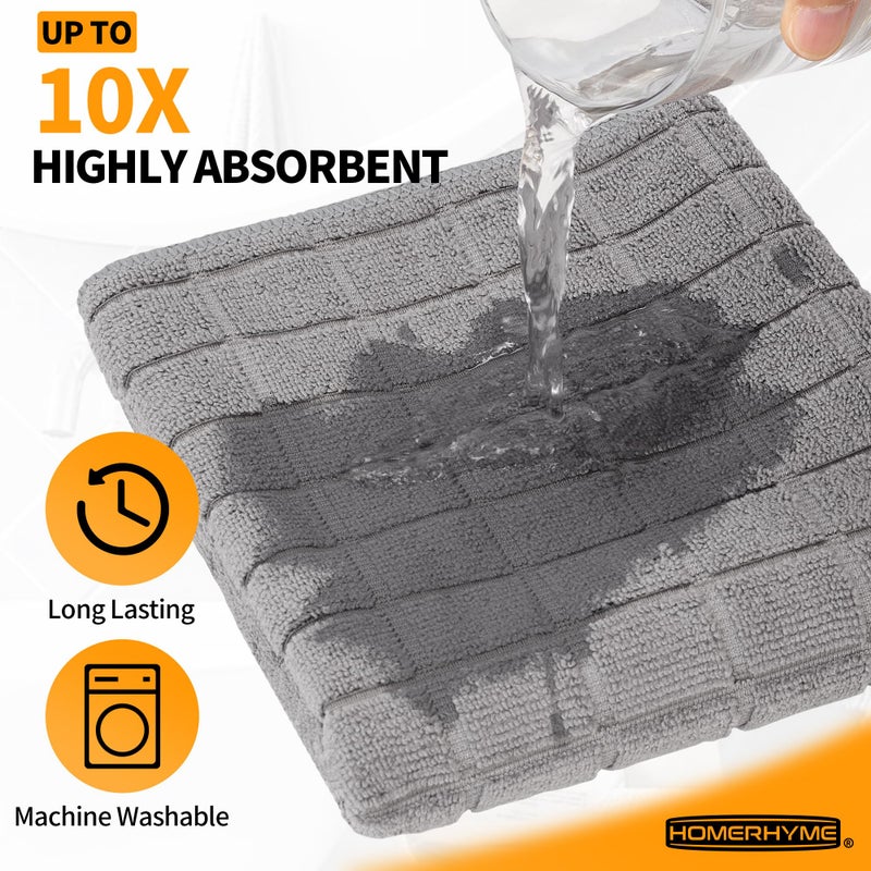 HOMERHYME Hand Towels, 12 Pack 25''*15'' Gym Towels, Grey Quick Dry Lint Free Soft Absorbent Bulk Checkered Fingertip Washcloths Bath Towels for Bathroom Kitchen Salon Workout Shower - Image 5